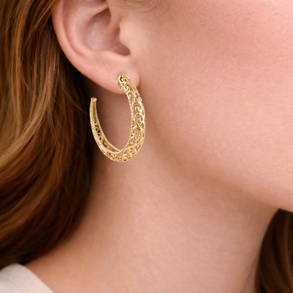 Swirl Filigree Half Hoop Earrings
