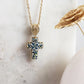 Gold over Sterling Silver Hand Painted Ceramic Cross Enhancer Bail Pendant