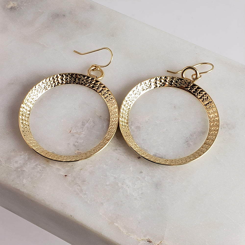 Textured Hoop Earrings on Hooks 2"