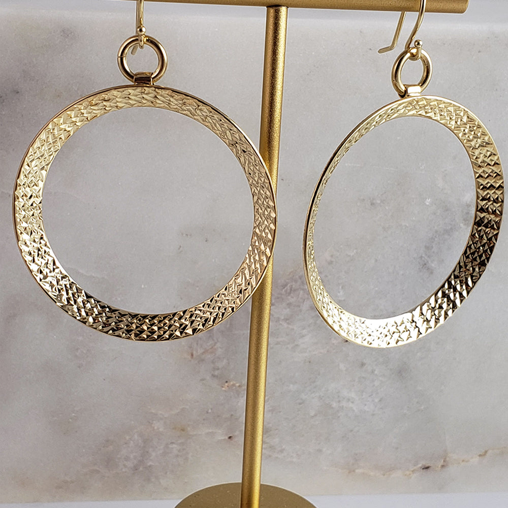 Textured Hoop Earrings on Hooks 2"