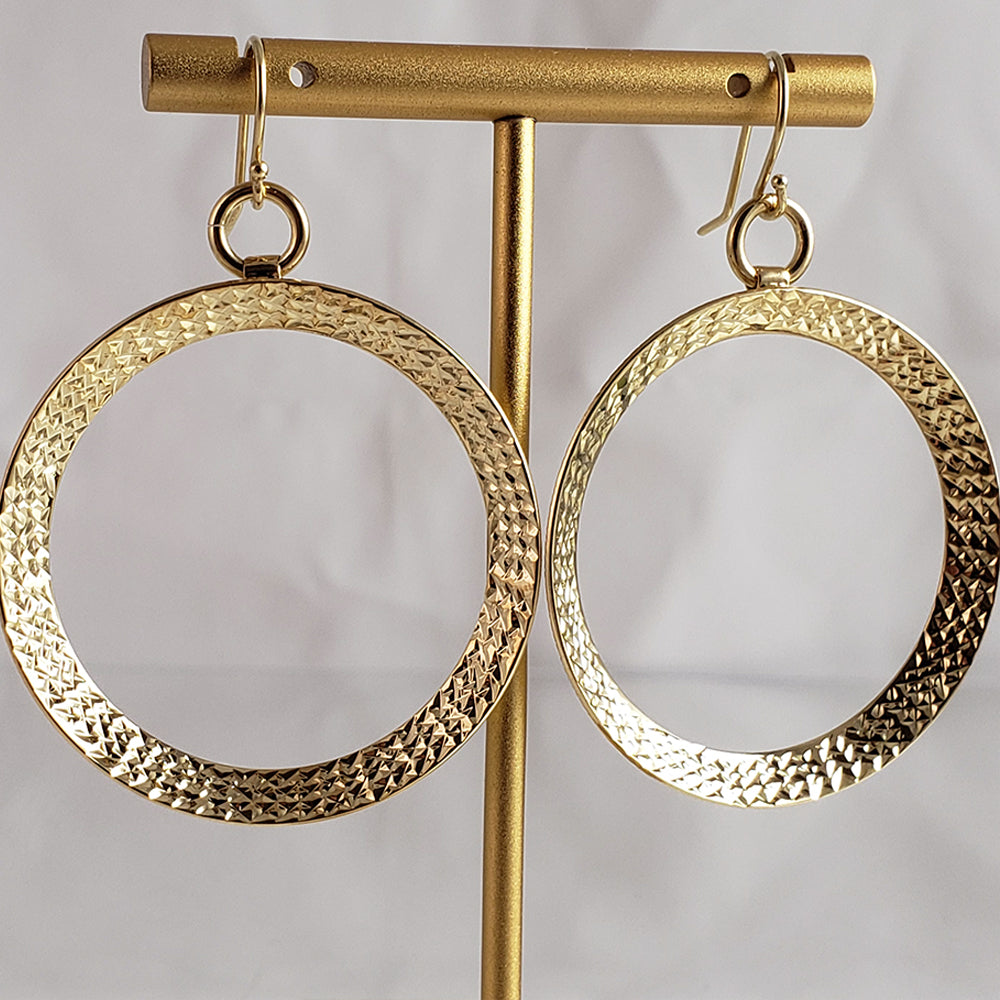 Textured Hoop Earrings on Hooks 2"