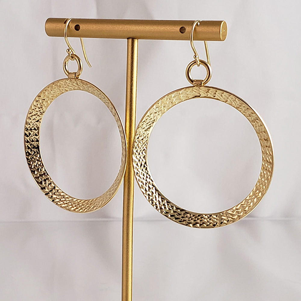 Textured Hoop Earrings on Hooks 2"