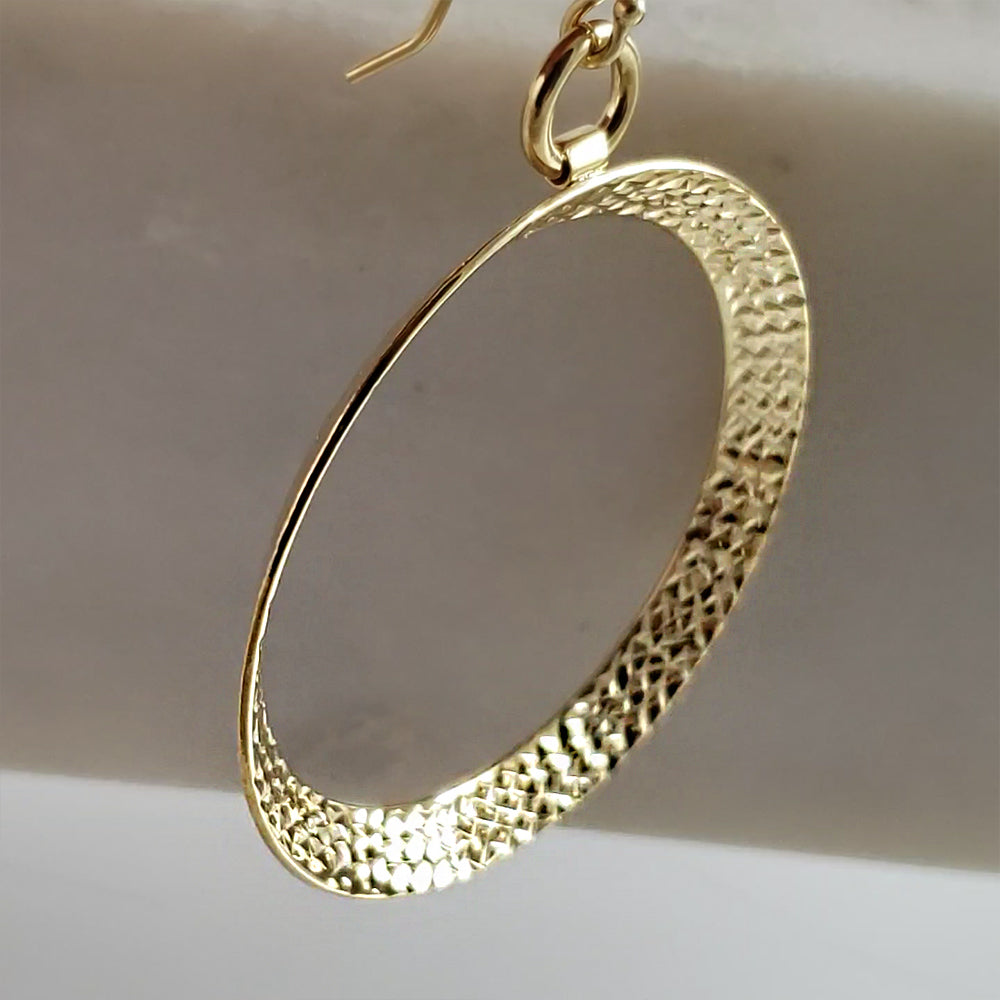 Textured Hoop Earrings on Hooks 2"