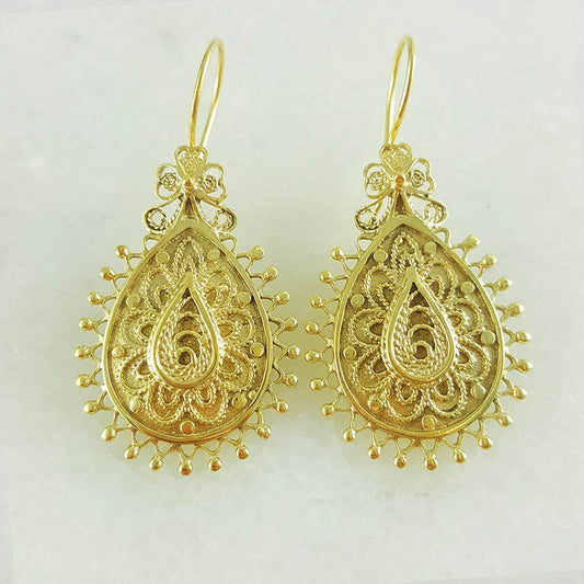 Etruscan Filigree Drop Earrings - TurkishBling