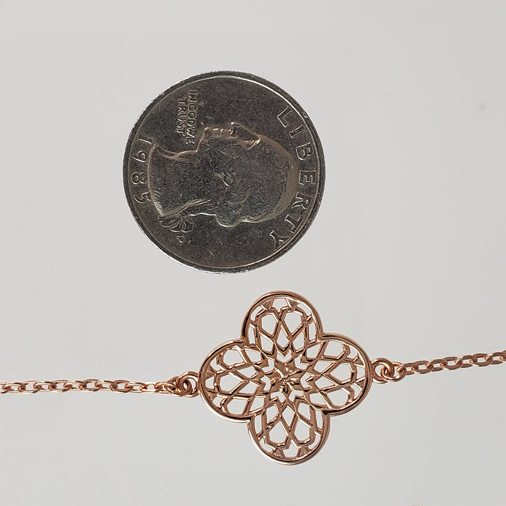 Rose Gold Plated Filigree Station Necklace