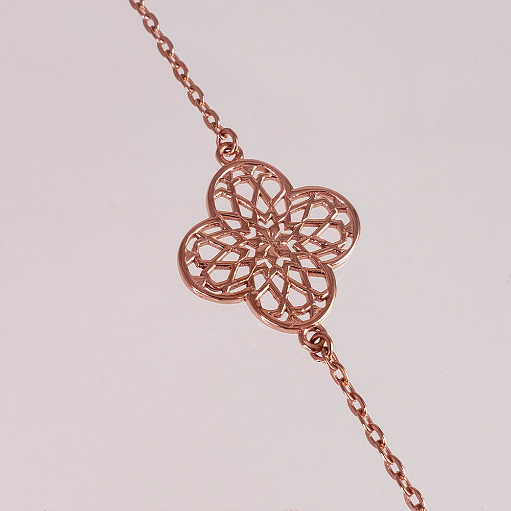 Rose Gold Plated Filigree Station Necklace