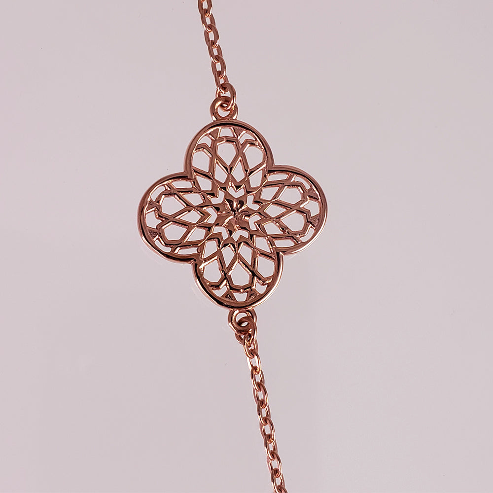 Rose Gold Plated Filigree Station Necklace