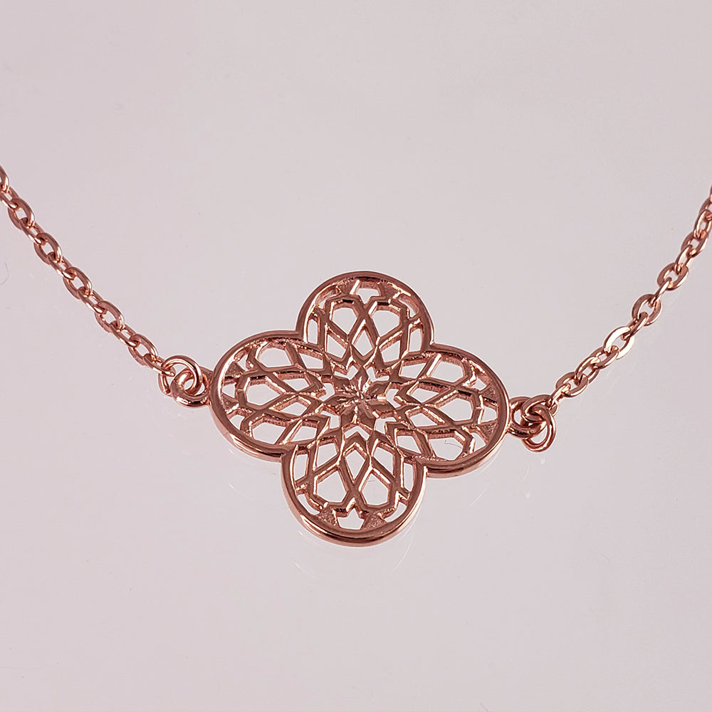 Rose Gold Plated Filigree Station Necklace