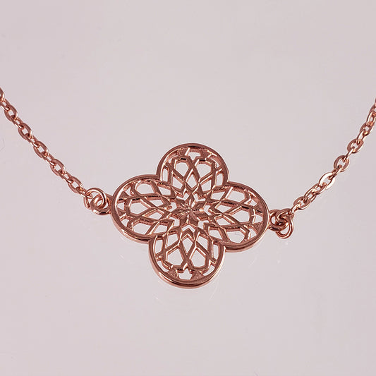 Rose Gold Plated Filigree Station Necklace