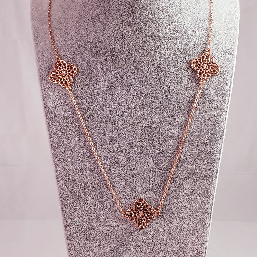 Rose Gold Plated Filigree Station Necklace