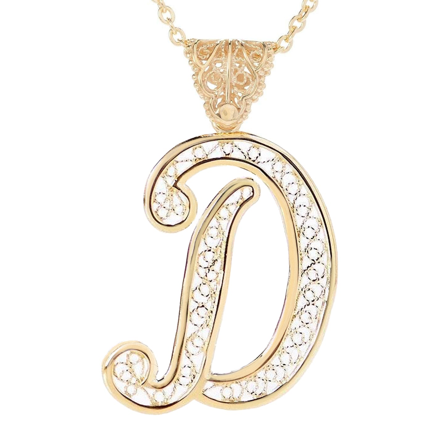 Filigree Script Initial Pendant – All Letters A to Z