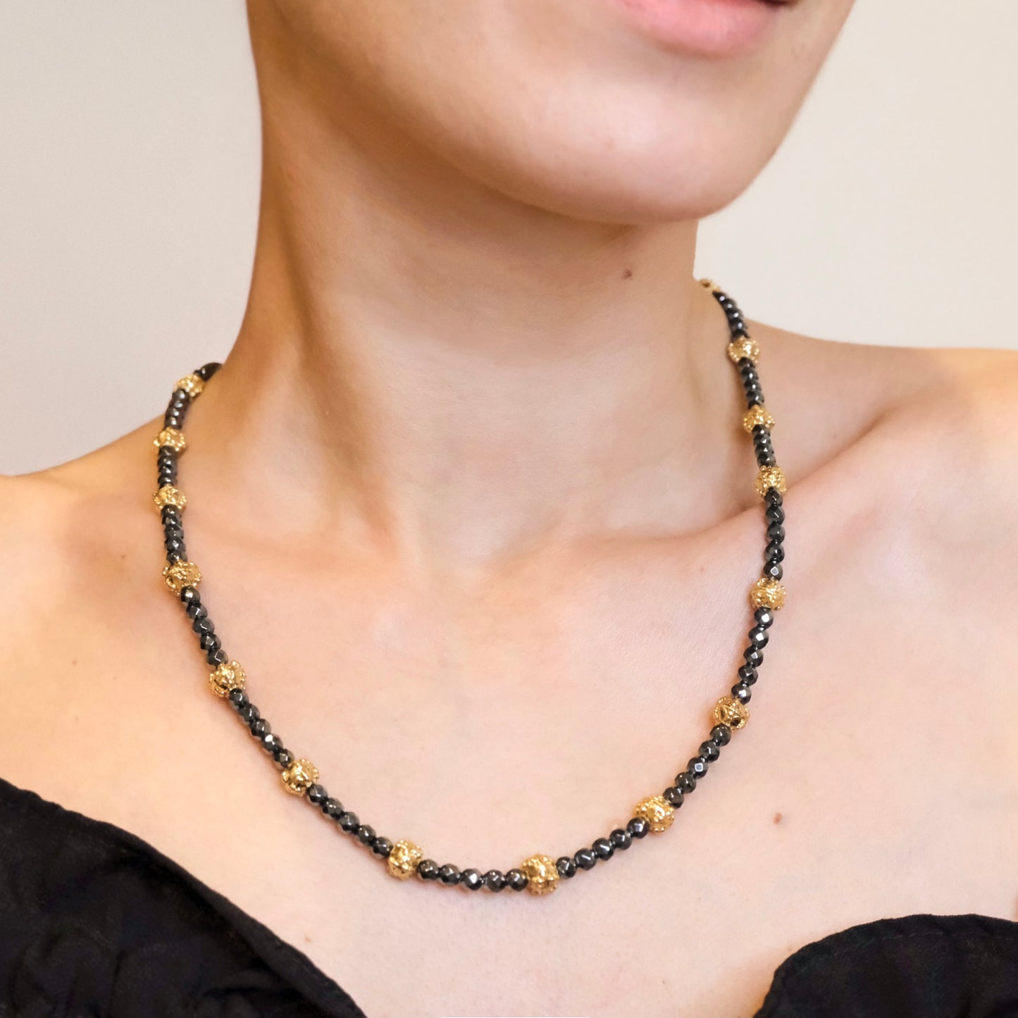 18K Gold Plated Gemstone Bead Necklace