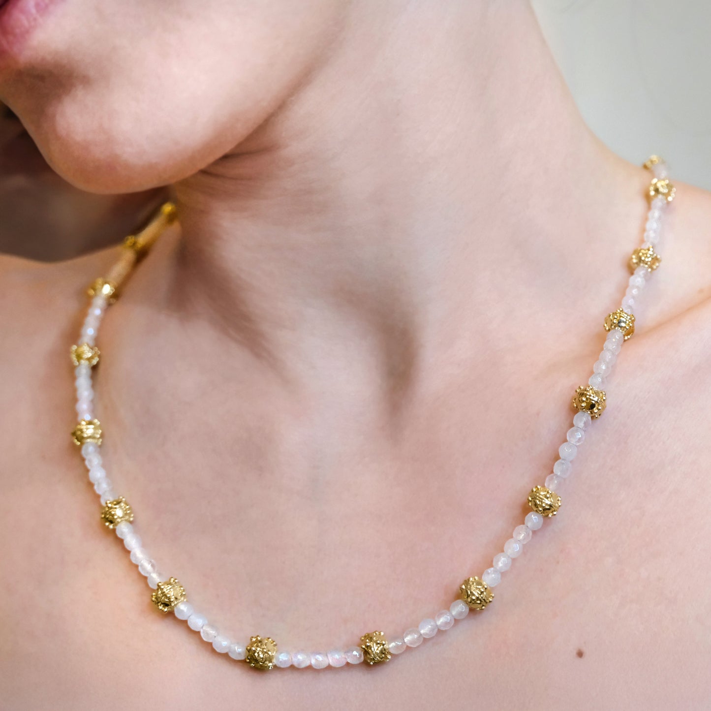 18K Gold Plated Gemstone Bead Necklace