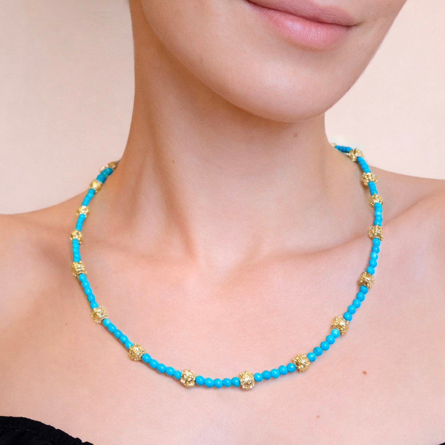 18K Gold Plated Gemstone Bead Necklace