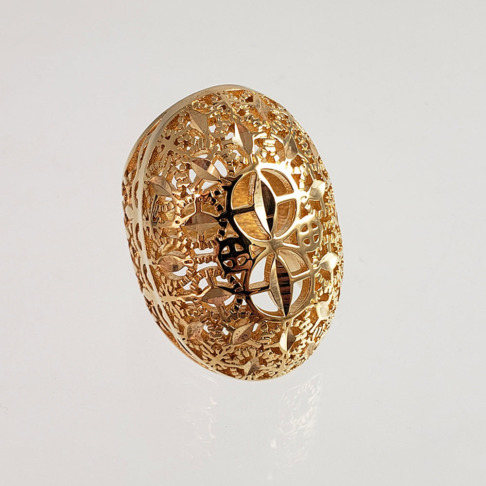 Gold Plated Elongated & Domed Filigree Ring