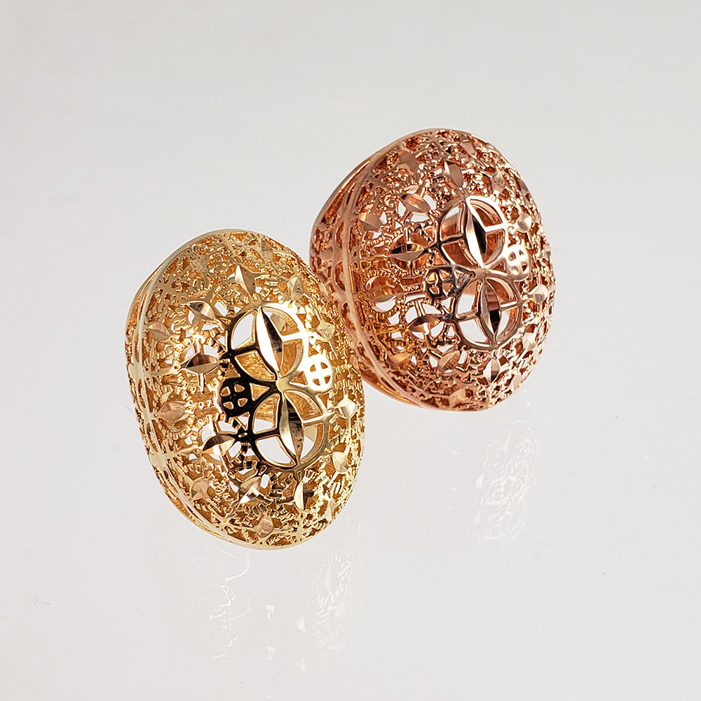 Gold Plated Elongated & Domed Filigree Ring