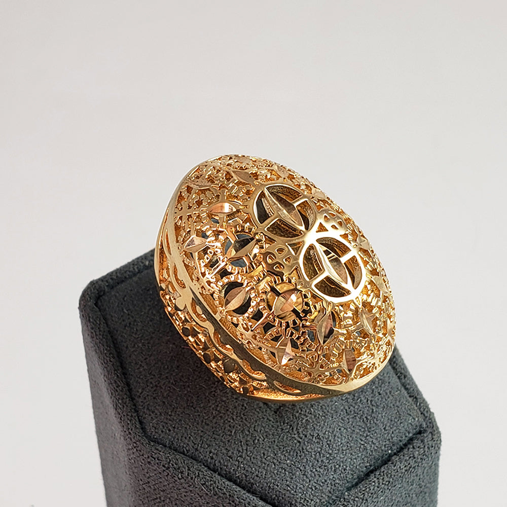 Gold Plated Elongated & Domed Filigree Ring