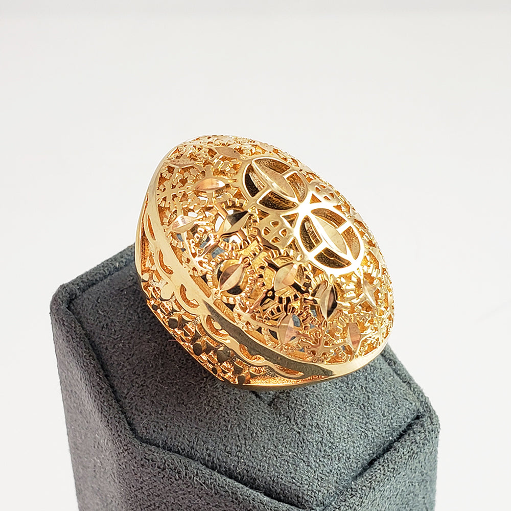 Gold Plated Elongated & Domed Filigree Ring