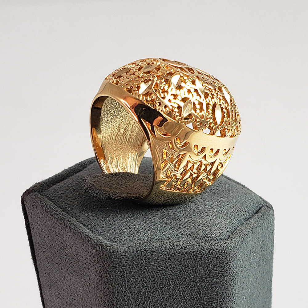 Gold Plated Elongated & Domed Filigree Ring