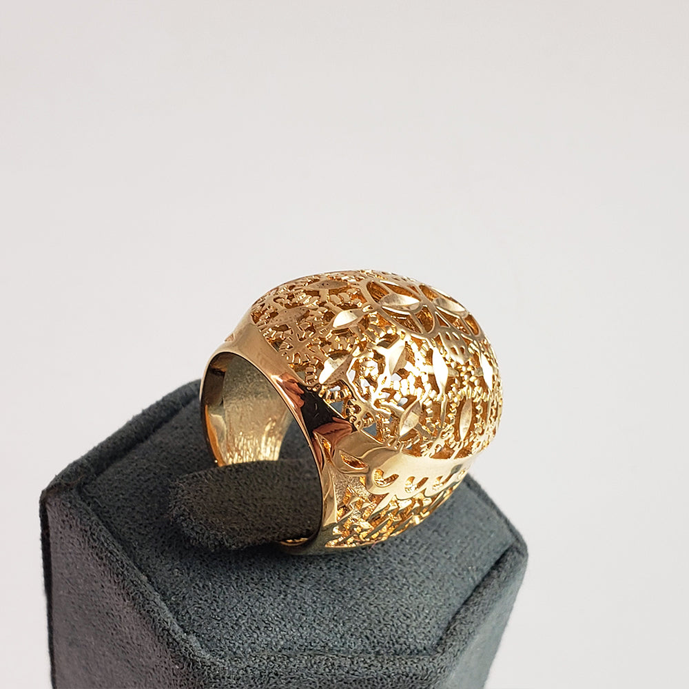 Gold Plated Elongated & Domed Filigree Ring