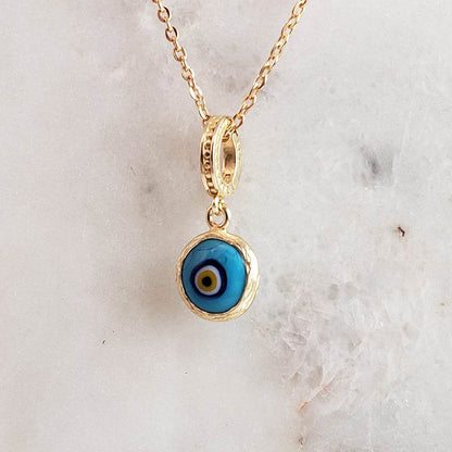 Evil Eye Glass Bead Charm – Handcrafted Turkish Protection Amulet in Sterling Silver - TurkishBling