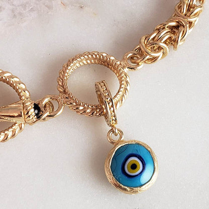 Evil Eye Glass Bead Charm – Handcrafted Turkish Protection Amulet in Sterling Silver - TurkishBling