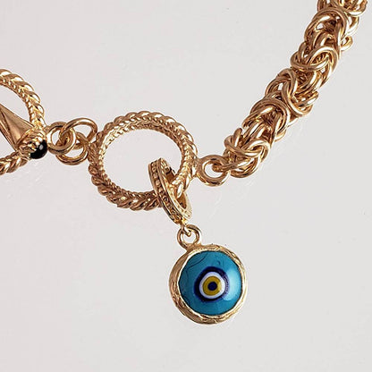 Evil Eye Glass Bead Charm – Handcrafted Turkish Protection Amulet in Sterling Silver - TurkishBling