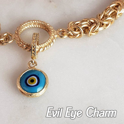 Evil Eye Glass Bead Charm – Handcrafted Turkish Protection Amulet in Sterling Silver - TurkishBling