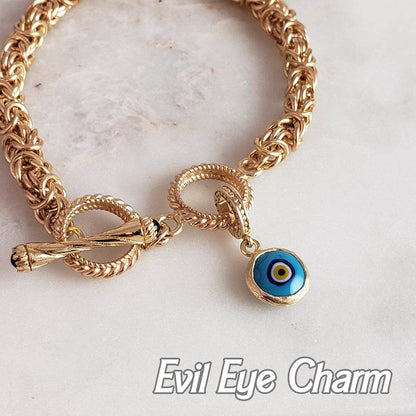 Evil Eye Glass Bead Charm – Handcrafted Turkish Protection Amulet in Sterling Silver - TurkishBling