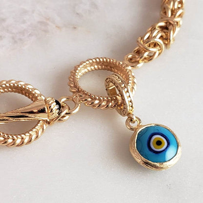 Evil Eye Glass Bead Charm – Handcrafted Turkish Protection Amulet in Sterling Silver - TurkishBling