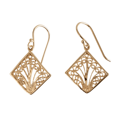 Aesthetic Filigree Square Dangle Earrings - TurkishBling