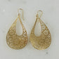 18K Gold Plated 2.5" Flower Cut-out Teardrop Earrings