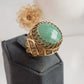 18K Green Aventurine Gemstone Ring Gold Filigree