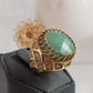 18K Green Aventurine Gemstone Ring Gold Filigree