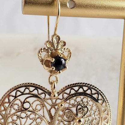 Heart Shaped Filigree Earrings - TurkishBling