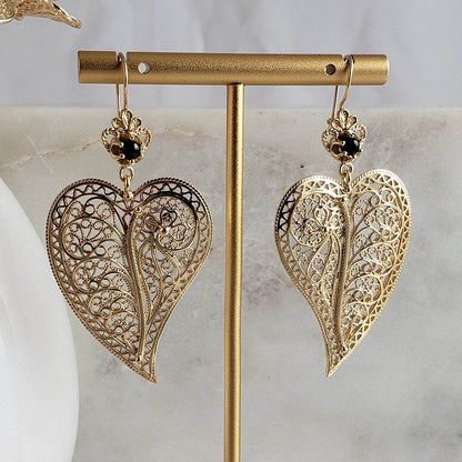 Heart Shaped Filigree Earrings - TurkishBling