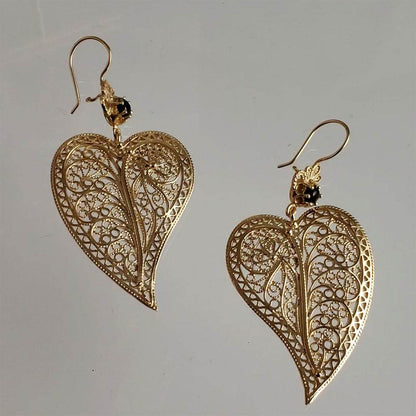 Heart Shaped Filigree Earrings - TurkishBling