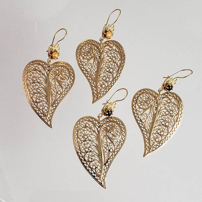 Heart Shaped Filigree Earrings - TurkishBling