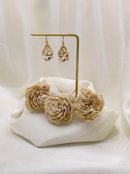 Crystal Quartz Teardrop Earrings – Handcrafted Openwork Design - TurkishBling