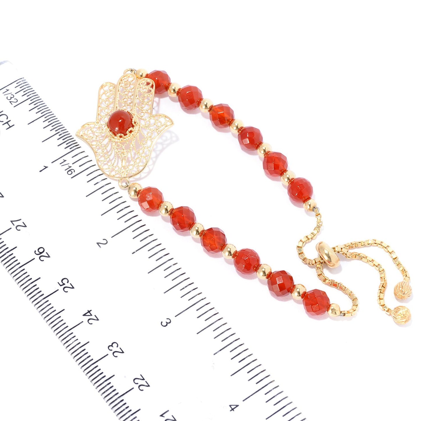 18K Gold Plated Carnelian Hamsa Bracelet