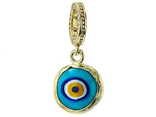 Evil Eye Glass Bead Charm – Handcrafted Turkish Protection Amulet in Sterling Silver - TurkishBling