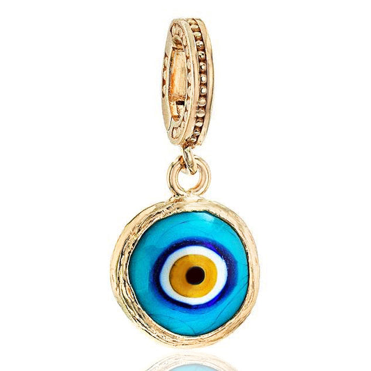 Evil Eye Glass Bead Charm – Handcrafted Turkish Protection Amulet in Sterling Silver