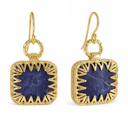 Square Blue Gemstone Sodalite Earrings