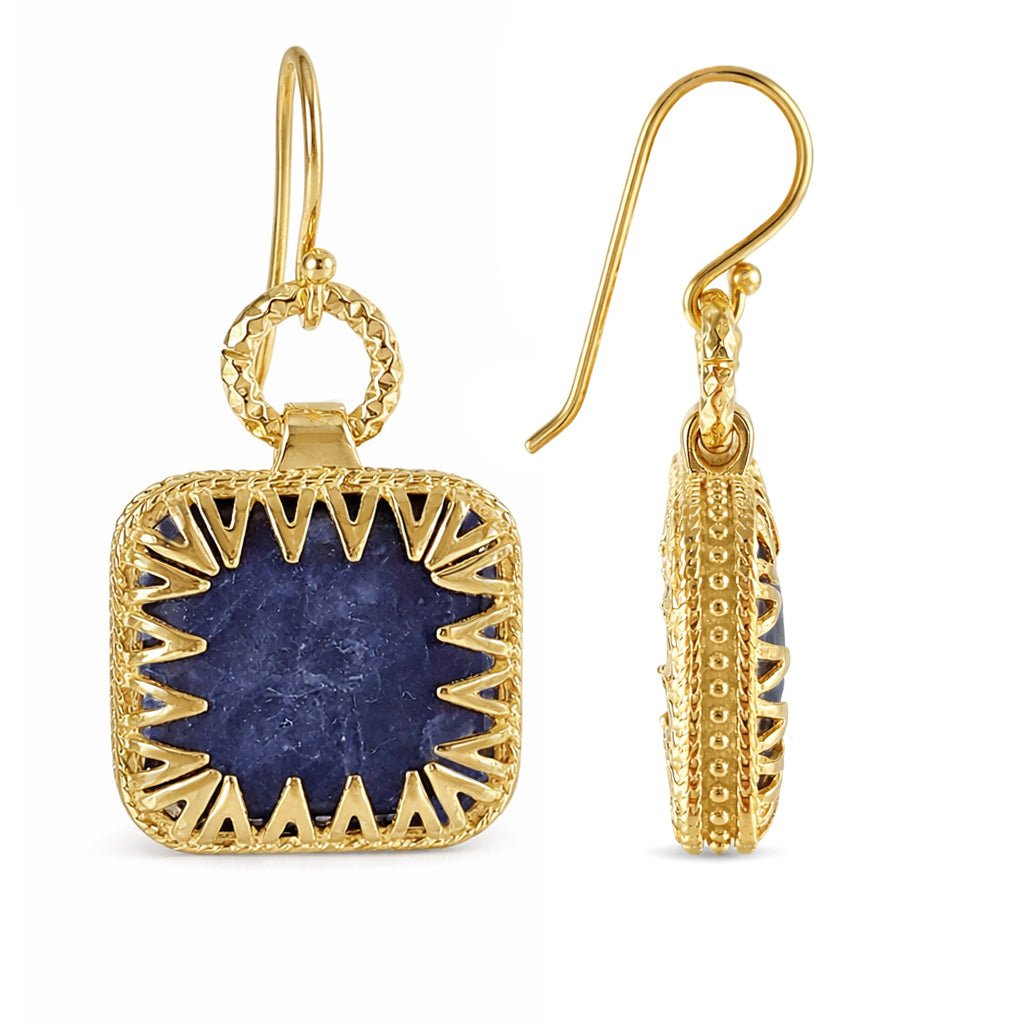 Square Blue Gemstone Sodalite Earrings