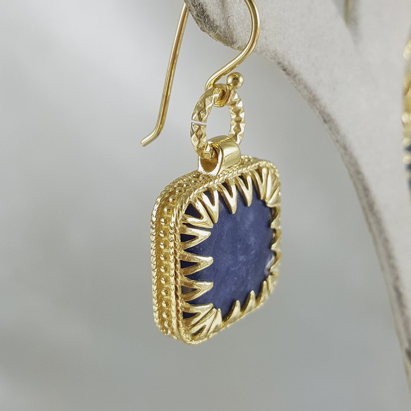 Square Blue Gemstone Sodalite Earrings