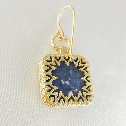 Square Blue Gemstone Sodalite Earrings