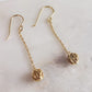 Aesthetic Long Chain Filigree Bead Drop Gold Earrings