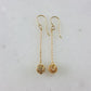 Aesthetic Long Chain Filigree Bead Drop Gold Earrings