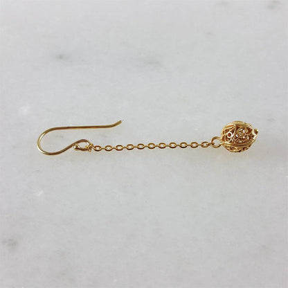 Filigree Drop Ball Long Threader Earrings - TurkishBling