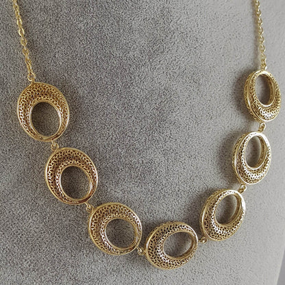 Crescent Moon Gold filigree Necklace with lobster clasp - TurkishBling
